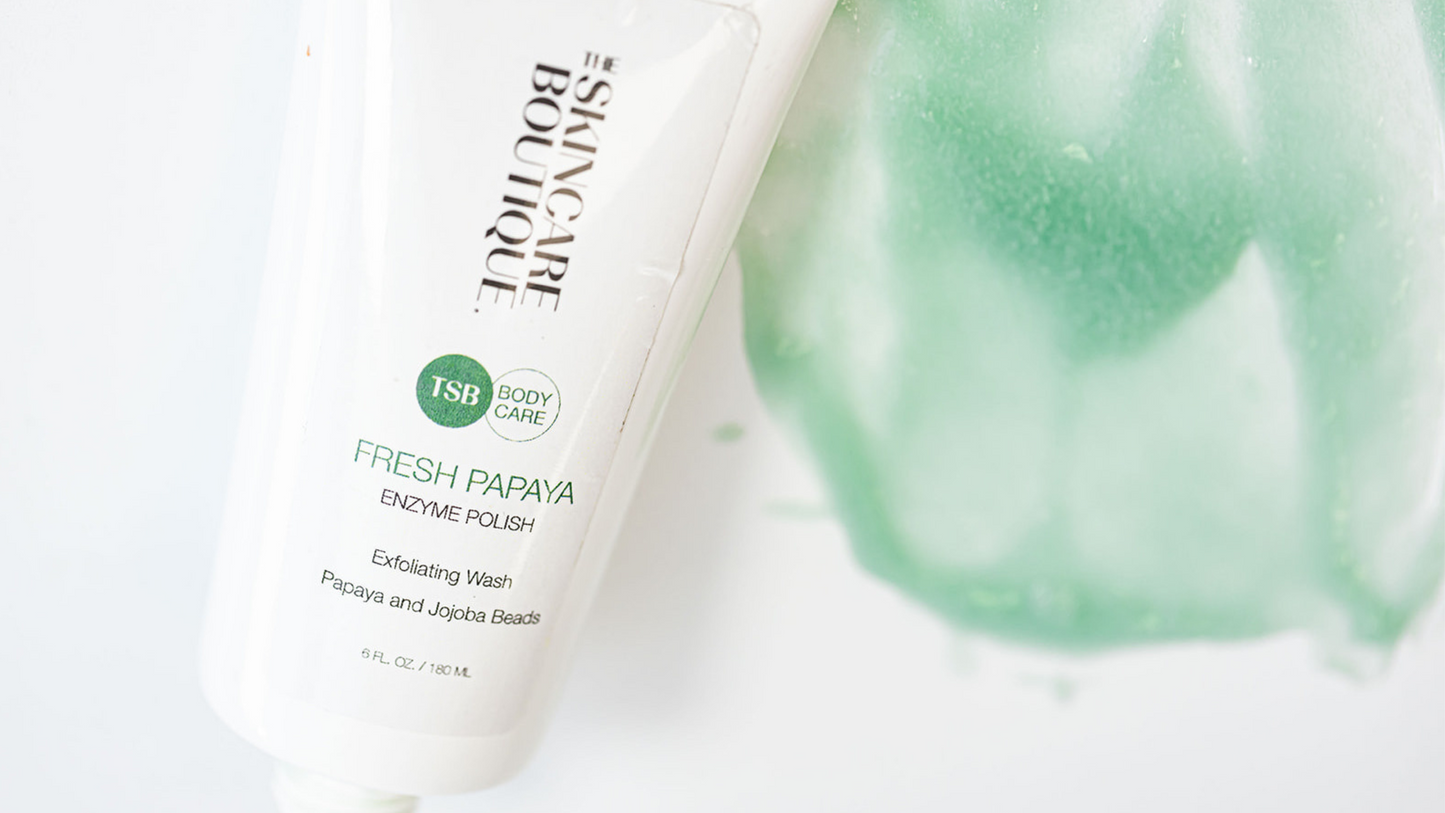Pomegranate Enzyme Polish with product smeared next to it