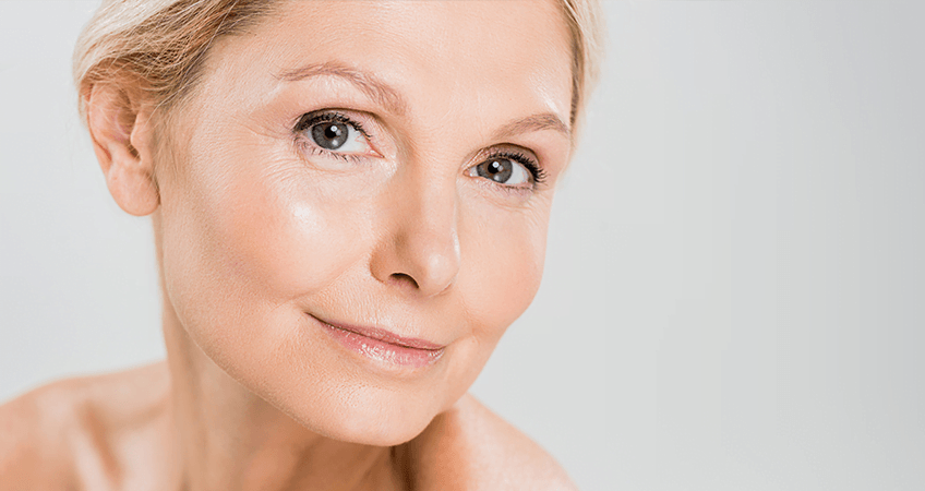 Close-up of smooth, healthy skin illustrating how to treat and prevent fine lines and wrinkles.