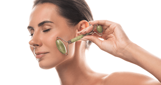 Using a jade roller on the face