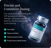 Medication vial with 'elle md' branding on a space-themed background, emphasizing precision and consistency in dosing.