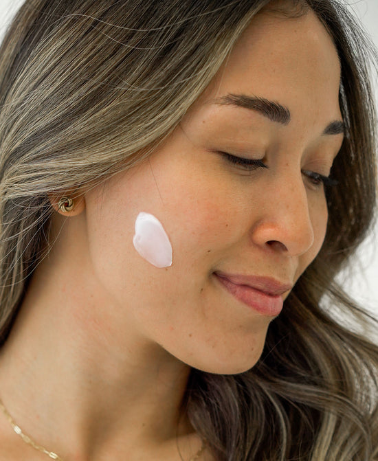 Moisturizer on skin of a model